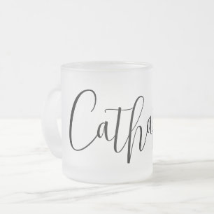 Caneca De Café Vidro Jateado NOME PERSONALIZADO - Script de Tendência Personali