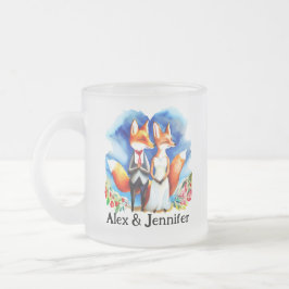 Caneca De Café Vidro Jateado Nomes de Casal Fox Personalizados