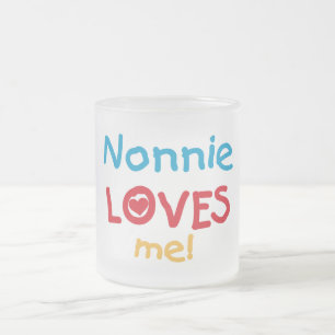 Caneca De Café Vidro Jateado Nonnie ama-me camiseta e presentes