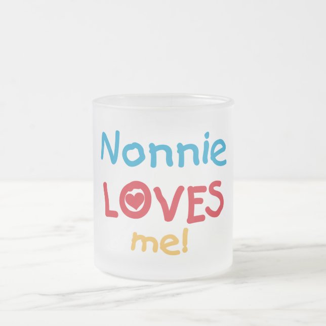 Caneca De Café Vidro Jateado Nonnie ama-me camiseta e presentes (Centro)