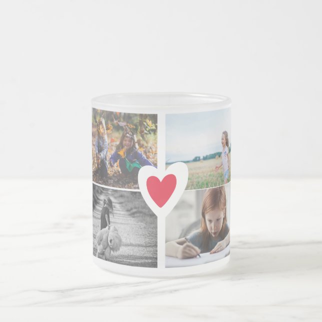 Caneca De Café Vidro Jateado Nós Te Amo Vovó Foto Collage Mug (Centro)