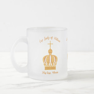 Caneca De Café Vidro Jateado Nossa Senhora da Fatima coroa