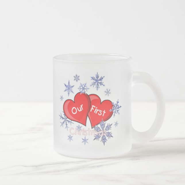 Caneca De Café Vidro Jateado Nosso Primeiro Natal (Direita)