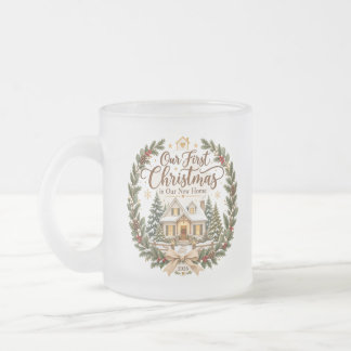 Caneca De Café Vidro Jateado Nosso Primeiro Natal em Nossa Nova Casa 2026 Enfei