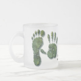 Caneca De Café Vidro Jateado Nova pegada de mão de bebê