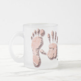 Caneca De Café Vidro Jateado Nova pegada de mão de bebê