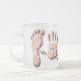 Caneca De Café Vidro Jateado Nova pegada de mão de bebê