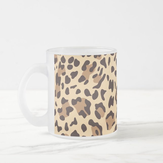 Caneca De Café Vidro Jateado Nova Textura de Leopardo 6 (Esquerda)