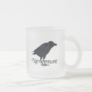 Caneca De Café Vidro Jateado nunca mais corvo 3D