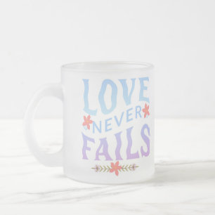 CANECA DE CAFÉ VIDRO JATEADO O AMOR NUNCA FALHA