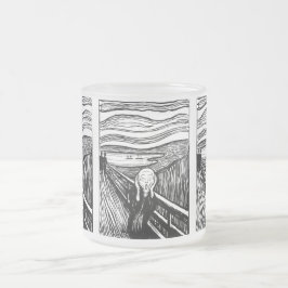 Caneca De Café Vidro Jateado O Grito de Munch – Litografia de Linha Preta