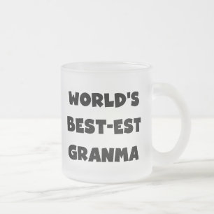Caneca De Café Vidro Jateado O Melhor-est Granma do mundo preto e branco