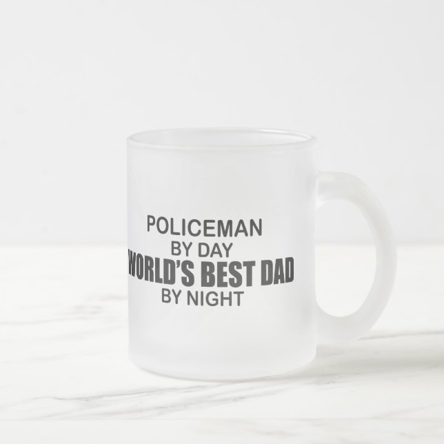 Caneca De Café Vidro Jateado O melhor pai do mundo - polícia (Direita)