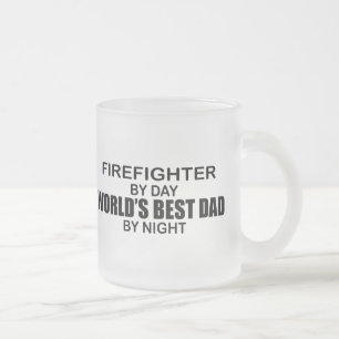 Caneca De Café Vidro Jateado O melhor pai do mundo - sapador-bombeiro