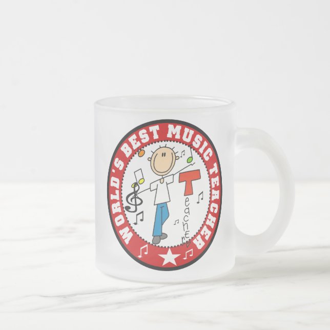 Caneca De Café Vidro Jateado O melhor professor de música do mundo (Direita)