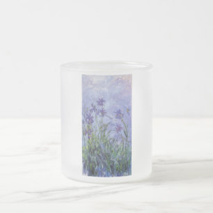 Caneca De Café Vidro Jateado o vintage floresce lilac-irises-1917 monet.