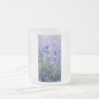 Caneca De Café Vidro Jateado o vintage floresce lilac-irises-1917 monet.