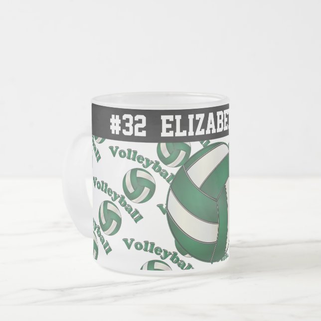 Caneca De Café Vidro Jateado O voleibol verde escuro | personaliza (Frente Esquerda)