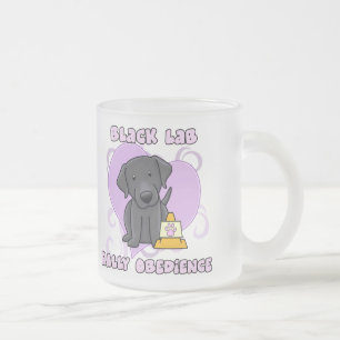 Caneca De Café Vidro Jateado Obediência preta da reunião do laboratório de