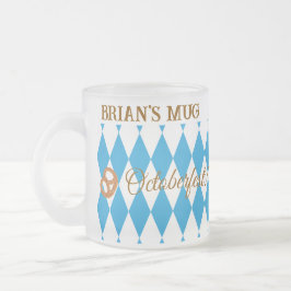 Caneca De Café Vidro Jateado Octoberfest Bavariano Azul Pretzel PERSONALIZAR CE