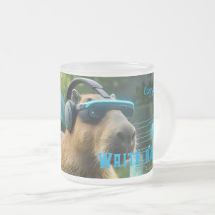 Caneca De Café Vidro Jateado Óculos de Realidade Virtual Cyberpunk Capybara Can
