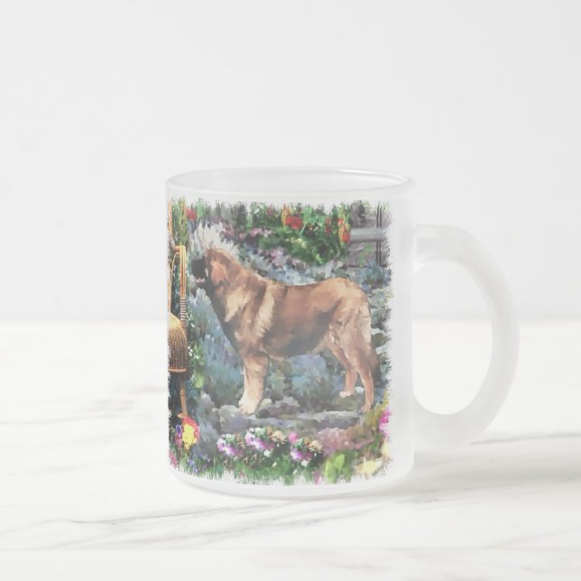 Caneca De Café Vidro Jateado Ofertas de arte Leonberger (Direita)