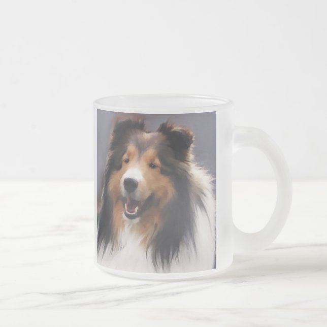 Caneca De Café Vidro Jateado Ofertas de arte Shetland Sheepdog (Direita)