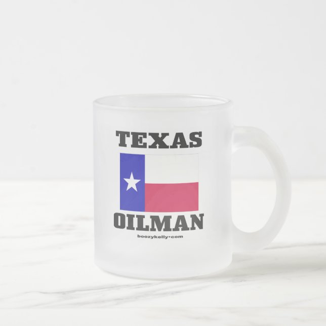 Caneca De Café Vidro Jateado Oilman de Texas, caneca do vidro de fosco (Direita)