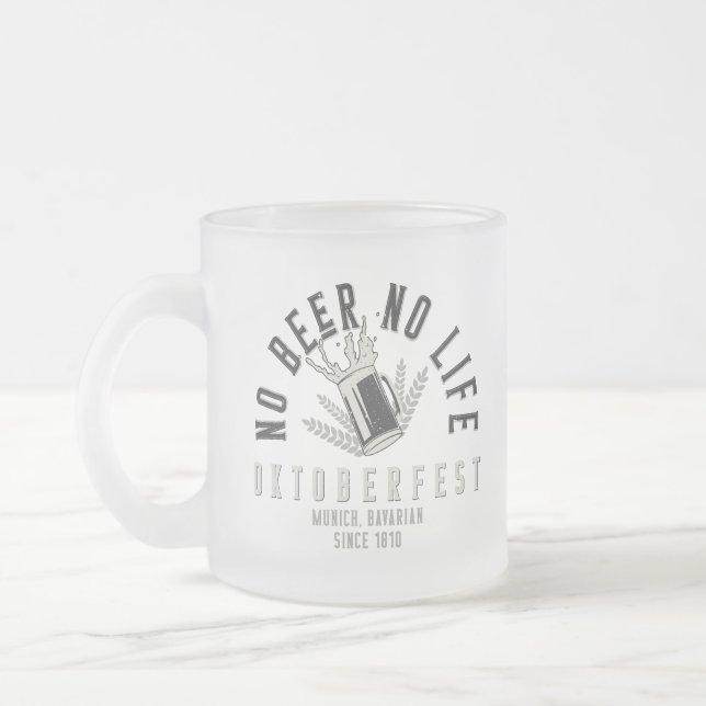 Caneca De Café Vidro Jateado Oktoberfest Funny No Beer No Life (Esquerda)