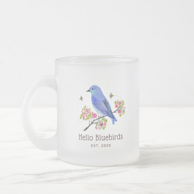 Caneca De Café Vidro Jateado Olá Bluebird Mug - Vidro de Fosco (Esquerda)