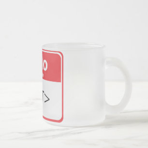 Caneca De Café Vidro Jateado Olá Vermelho Meu Nome é , <TEXT>