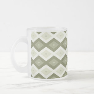 Caneca De Café Vidro Jateado Olive green diamond pattern