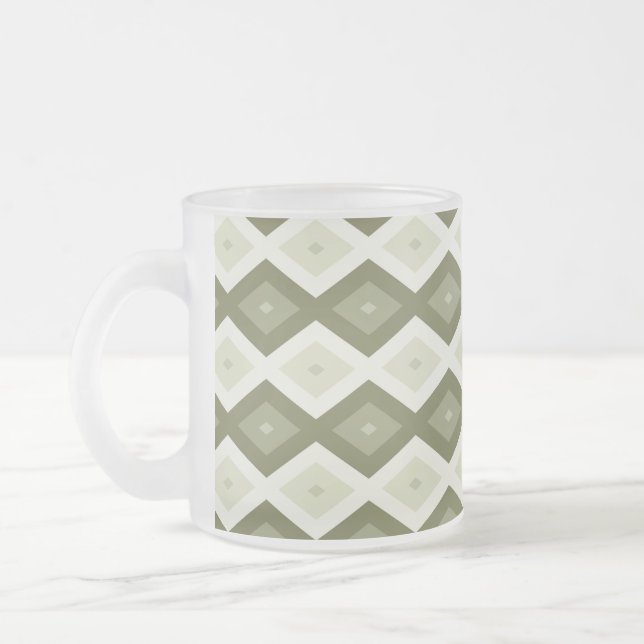 Caneca De Café Vidro Jateado Olive green diamond pattern (Esquerda)