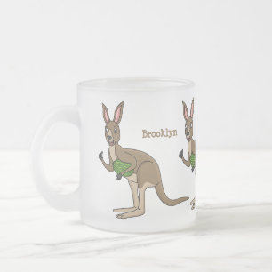 Caneca De Café Vidro Jateado Óptica ilustração de canguru australiano feliz 