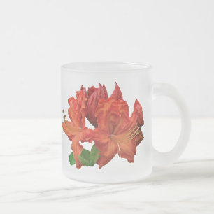 Caneca De Café Vidro Jateado Orange Azalea Blossoms