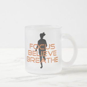Caneca De Café Vidro Jateado Orange Focus Acredita Em Breathe Running