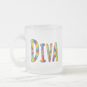 Caneca De Café Vidro Jateado ORGULHO GAY DIVA Sinalizador arco-íris Fabuloso LG