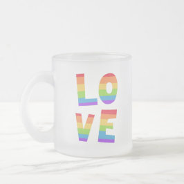 Caneca De Café Vidro Jateado Orgulho gay LGBT bandeira arco-íris Love is Love L