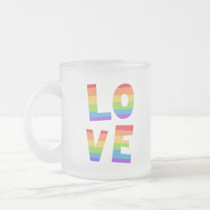 Caneca De Café Vidro Jateado Orgulho gay LGBT bandeira arco-íris Love is Love L