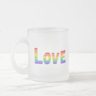 Caneca De Café Vidro Jateado Orgulho gay LGBT bandeira arco-íris Love is Love L