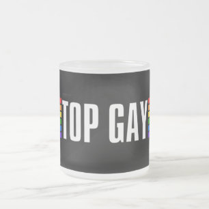 Caneca De Café Vidro Jateado Orgulho gay superior Orgulho gay do Arco-Íris Sina