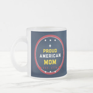 Caneca De Café Vidro Jateado Orgulhosa Mãe Americana 4 de Julho