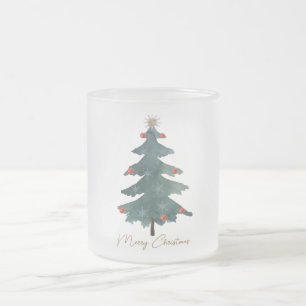 Caneca De Café Vidro Jateado Ornamentos de Árvore de Natal Verde Feliz Natal
