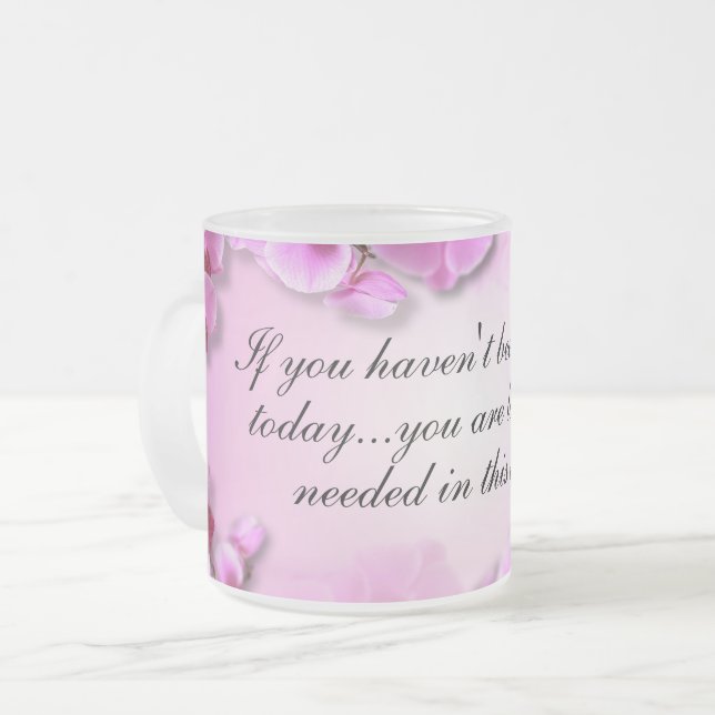 Caneca De Café Vidro Jateado Orquídea Rosa Inspiracional Personalizada (Frente Esquerda)