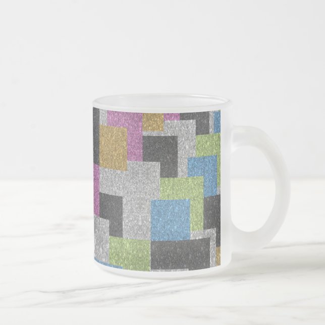 Caneca De Café Vidro Jateado Os quadrados legal formam brilho de brilho abstrat (Direita)