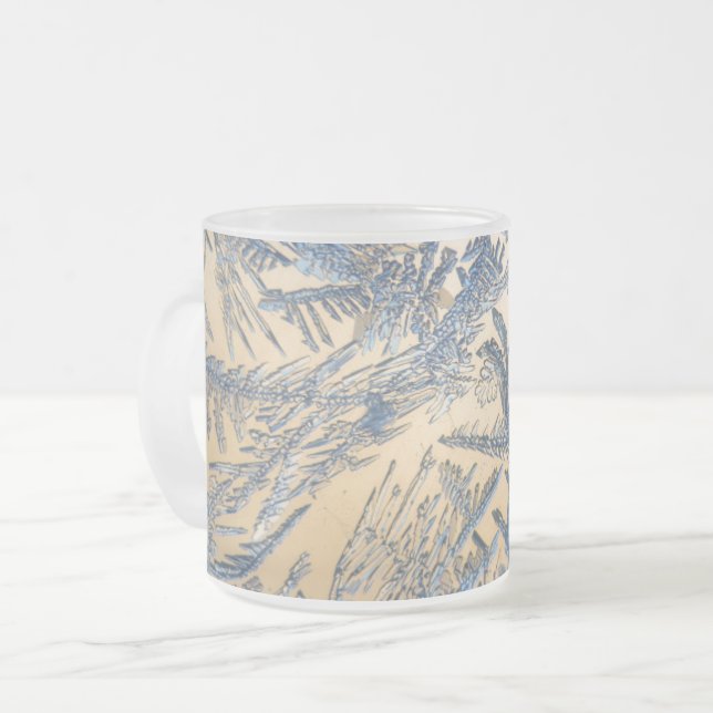 Caneca De Café Vidro Jateado Ouro de prata de cristal de gelo da geada de inver (Frente Esquerda)