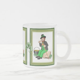 Caneca De Café Vidro Jateado Ouro do Leprechaun