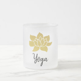 Caneca De Café Vidro Jateado Ouro Dourado Lotus da ioga do iogue de Lotus do