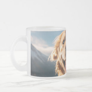 Caneca De Café Vidro Jateado Ouro Feliz em Execução