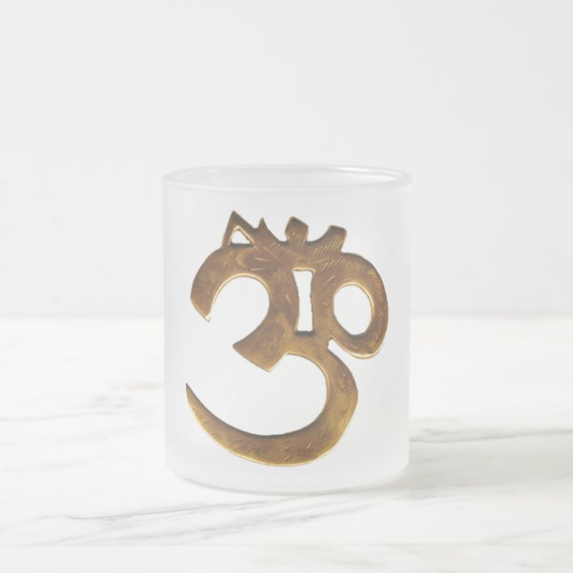 Caneca De Café Vidro Jateado Ouro OM (Centro)